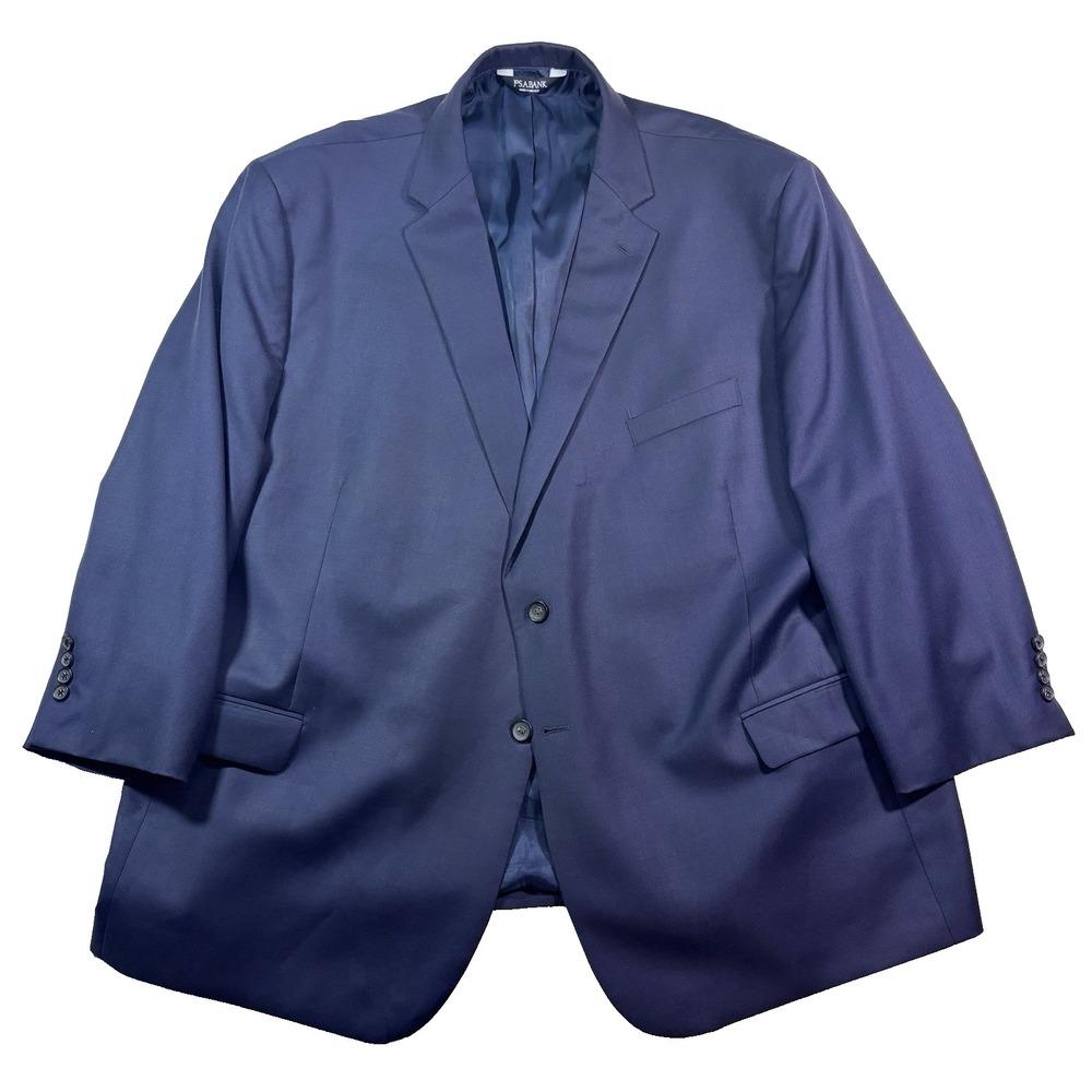 navy blue Jos A Bank Traveler blazer jacket‎ sport suit coat tailored fit 56S